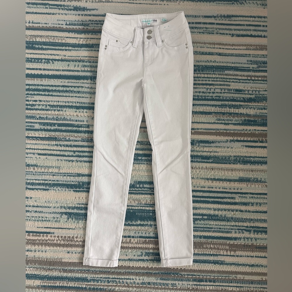 YMI Women's Mid Rise White Jeans